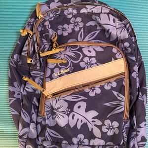 L.L. Bean Purple and Tan Floral Backpack